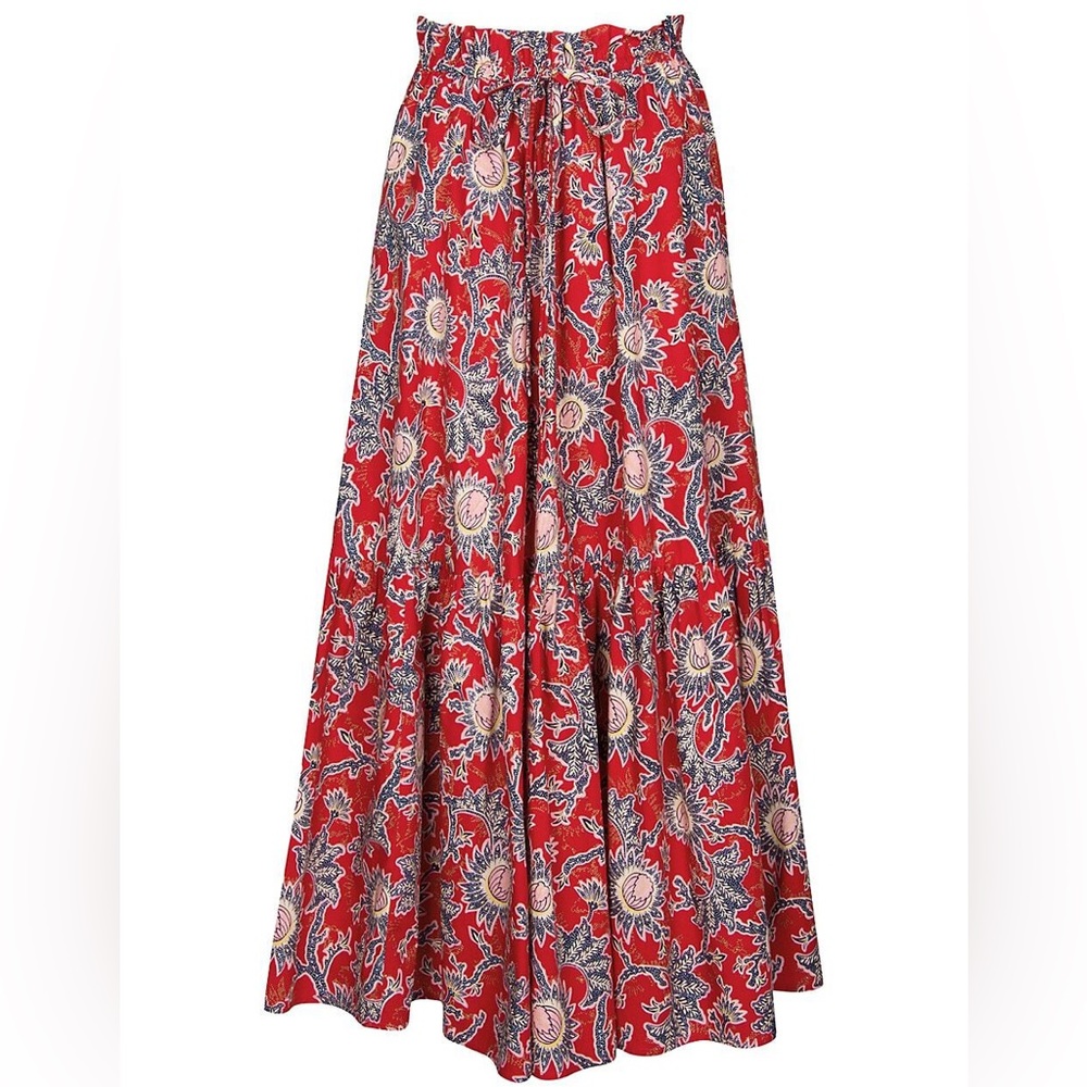 ALC Francis Printed Maxi Skirt in Red - Size 14/xl